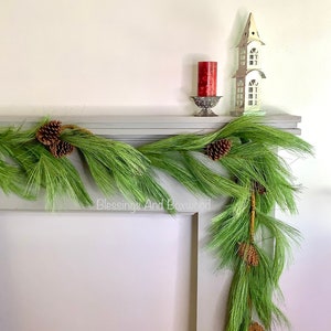 Faux Long Needle Pine Spray Stem, Christmas Greenery 