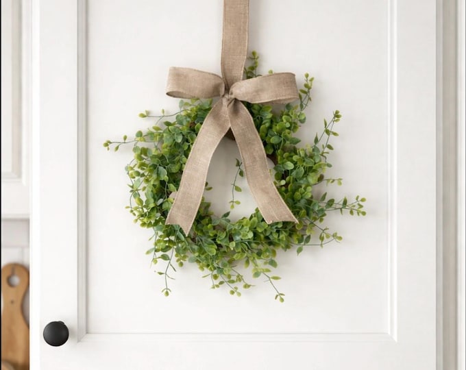 Spring Greenery Wreath, Kitchen Cabinet Decor, Mother's Day Wreath, Summer Kitchen Centerpiece