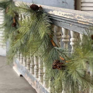 9’ Christmas Garland, Rope Garland, Long Needle Pine Garland for Mantle ...