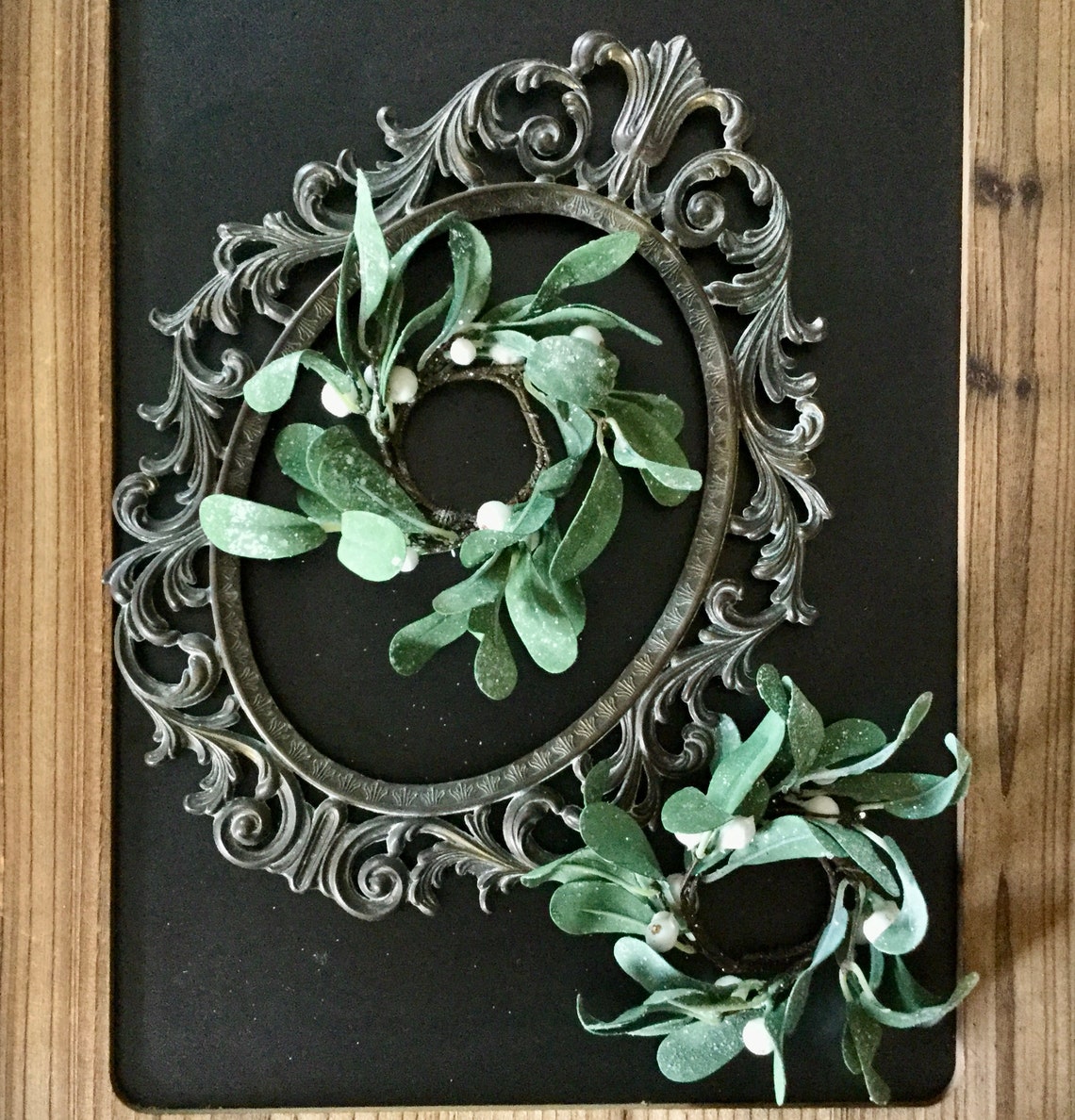 Set Christmas Taper Candle Wreath Berry Candle Ring Wreath Etsy