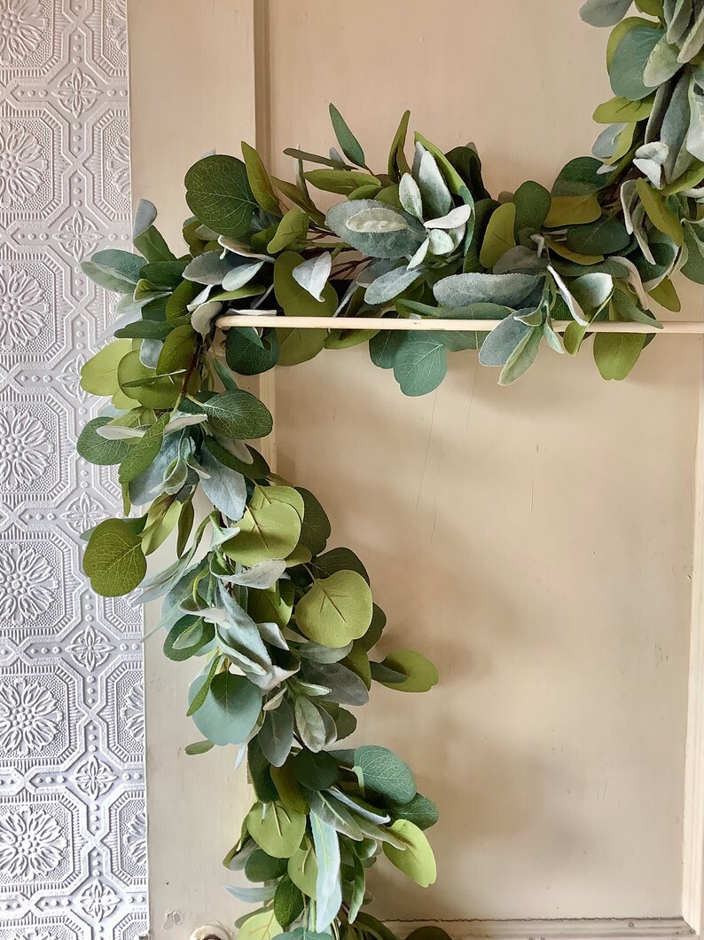 Lambs Ear and Eucalyptus Garland Garland for Mantle Mantle Etsy