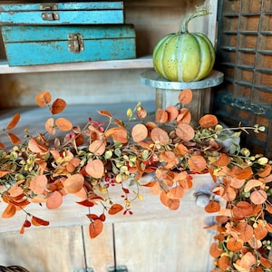 Guirlande d'automne, guirlande d'eucalyptus rouillé, décoration de cheminée automnale, guirlande de Thanksgiving, décoration bohème d'automne, guirlande de centre de table, 1,80 m image 4