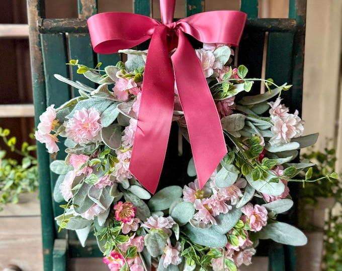 Spring Door Wreath, Cherry Blossom Wreath, Mothers Day Gift, Summer Wreaths, Front Door, Porch Decor