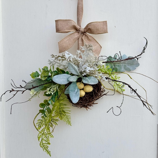 BEST SELLER Bird Nest Wreath, Mothers Day Gift, Spring Wreath, Front Door Decor, Summer Hanger, Egg Wildflower Swag, GIFT