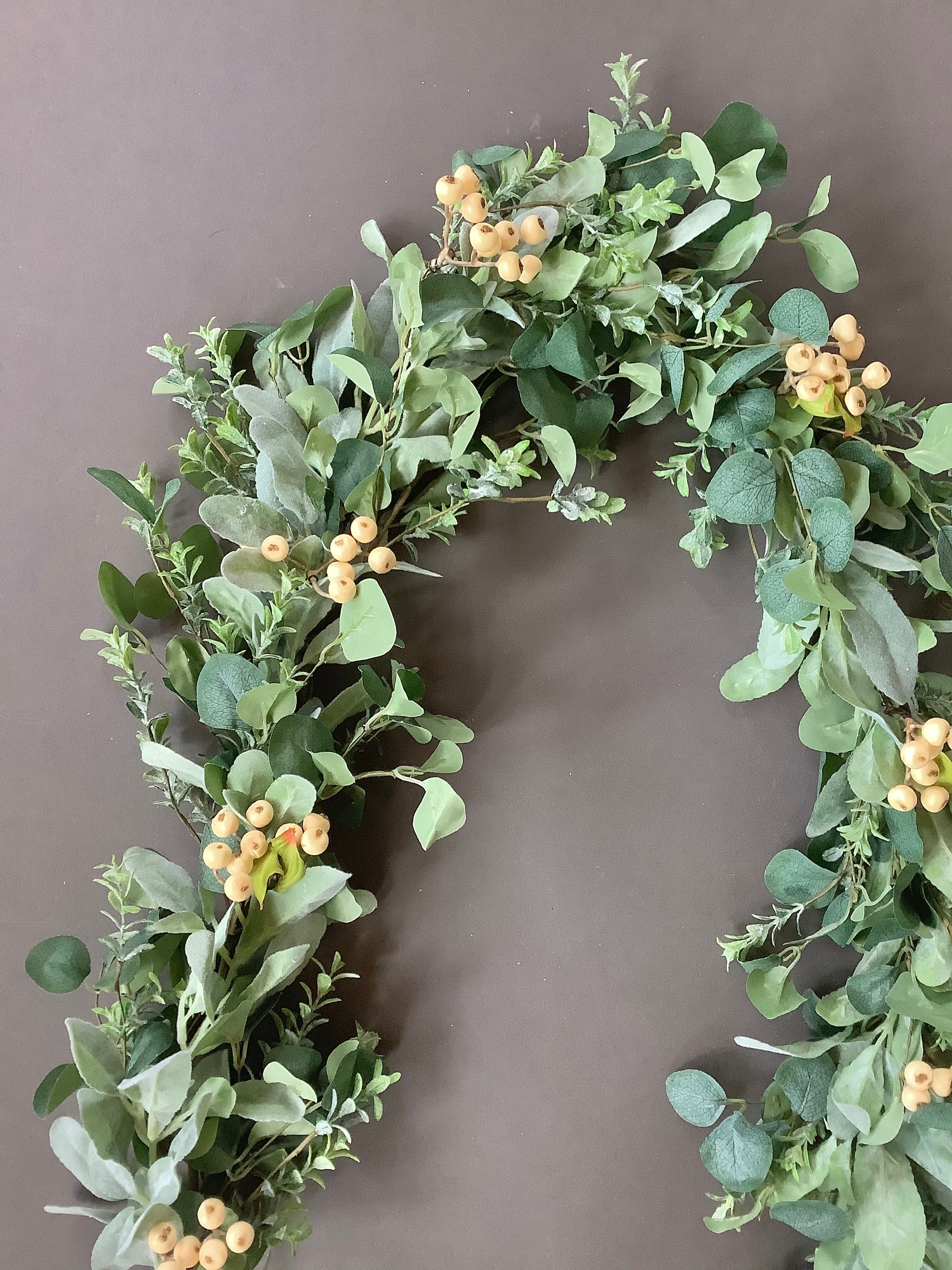 Lambs Ear and Eucalyptus Garland White Berry Garland Etsy