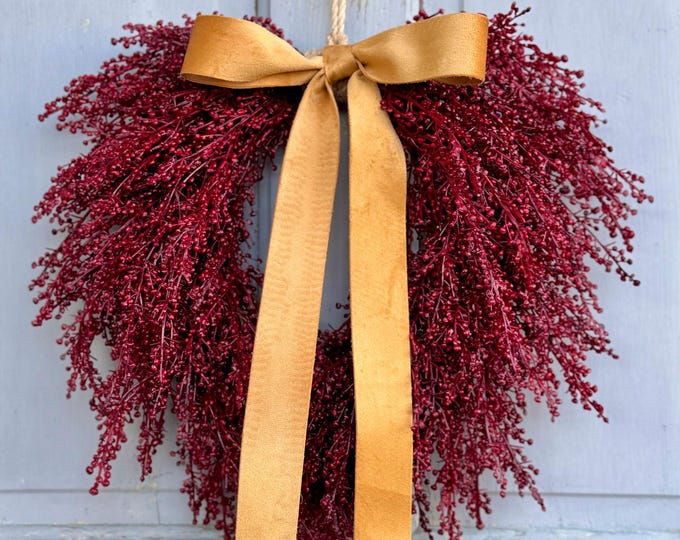 Red Valentines Wreath, Burgundy Berry Wreath, Valentines Window Wreath, Valentines Day Wreath