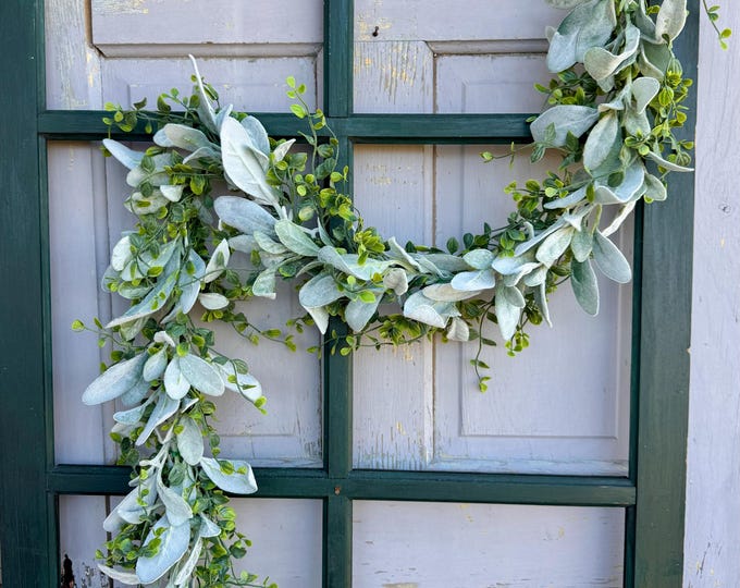 Lambs Ear Garland, Vine Garland for Mantle, Spring Garland, Summer Garland, Wedding Decor, Greenery Garland