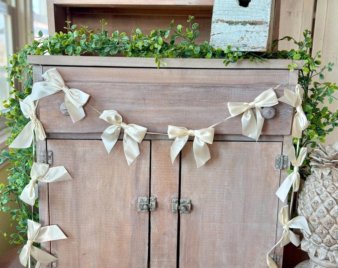 Bow Garland, Valentines Garland, Wedding Decor, Birthday Decorations, Nursery Garland, Mothers Day Decor, Easter Garland