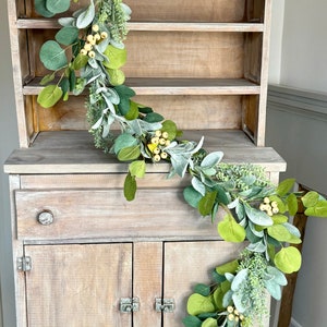 Lambs Ear Eucalyptus Garland, Garland for Mantle, Spring Garland, Summer Garland, Fireplace Decor, White Farmhouse Garland