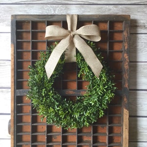 Artificial Boxwood Wreath, Boxwood Wreath with Bow, Window Wreath