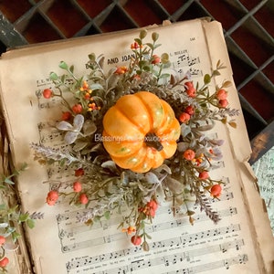 Pumpkin Berry Candle Wreath, Fall Pumpkin Wreath, Thanksgiving Candle Wreath, Orange Berry Wreath image 2
