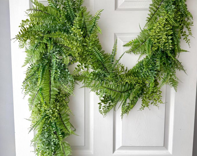 Artificial Fern Garland, Woodland Greenery, Mantle Fireplace Decor, Farmhouse Style