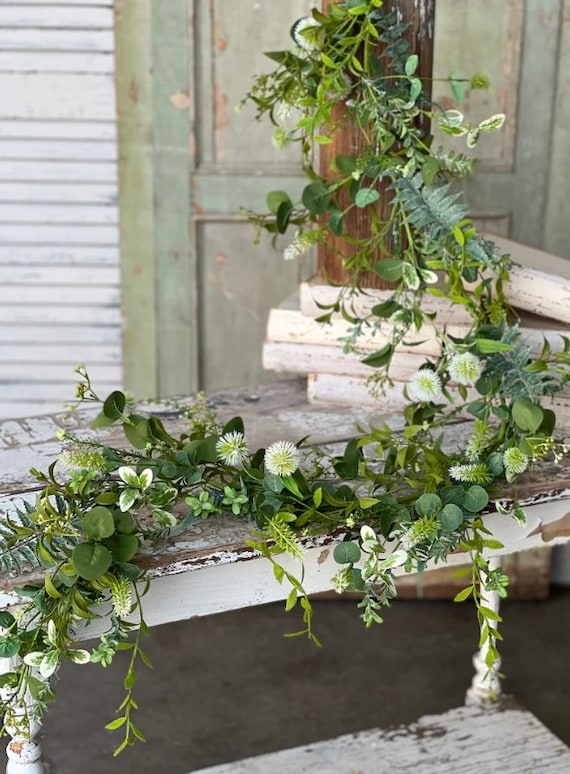 Wildflower Garland, Summer Garland, Garland for Mantle, Fireplace Decor,  Spring Garland, Greenery Garland, Modern Farmhouse, Country Rustic 