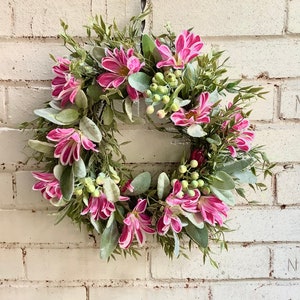 Summer Wreath, Easter Wreath, Candle Wreath,  Wildflower, Floral Candle Wreath, Pink Summer Wreath, Mothers Day Wreath