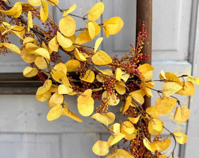 Boho Fall Eucalyptus Garland, Farmhouse Mantle Decor, 6ft