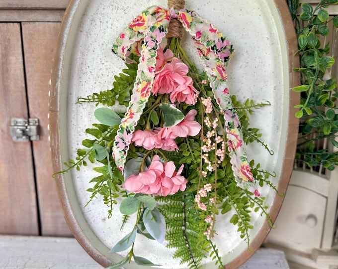 Mini Pink Cherry Blossom Swag Wreath, Mothers Day Gift, Cherry Blossom Swag, Floral Lantern Swag,