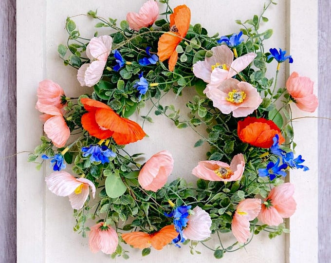 Spring Candle Ring Centerpiece for Kitchen Table Decor | Farmhouse Summer Floral Wreath | Mother’s Day Gift