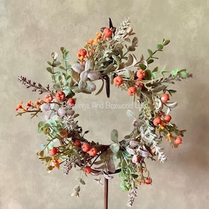 Pumpkin Berry Candle Wreath, Fall Pumpkin Wreath, Thanksgiving Candle Wreath, Orange Berry Wreath image 6