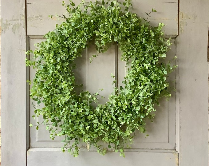 22” Greenery Wreath, Year Round Wreath, Spring Wreath, Summer Door Wreath, Table Centerpiece, Cottage Decor, Farmhouse Wreath
