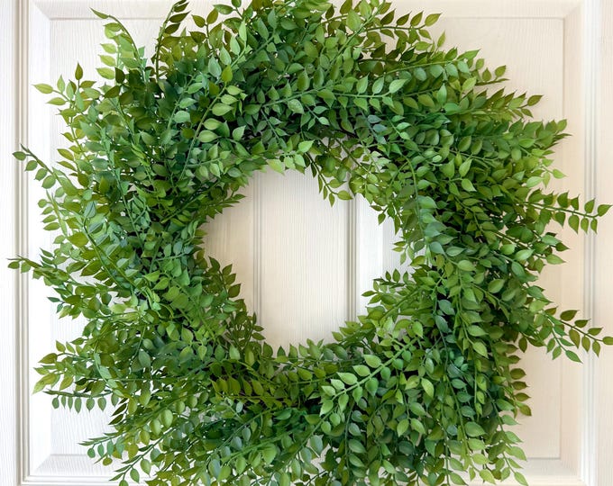 26” Everyday Greenery Wreath, Greenery Wreath, Spring Wreath, Summer Wreath, Year Round Wreath, Italian Ruscus