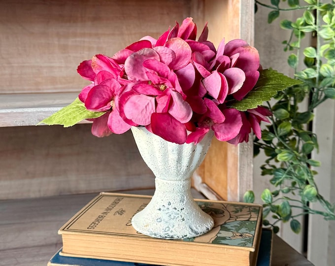 Pink Hydrangea Arrangement, Mothers Day Gift, Mini Floral Arrangement, Nursing Home Decor, Summer Blue Hydrangea Decor,