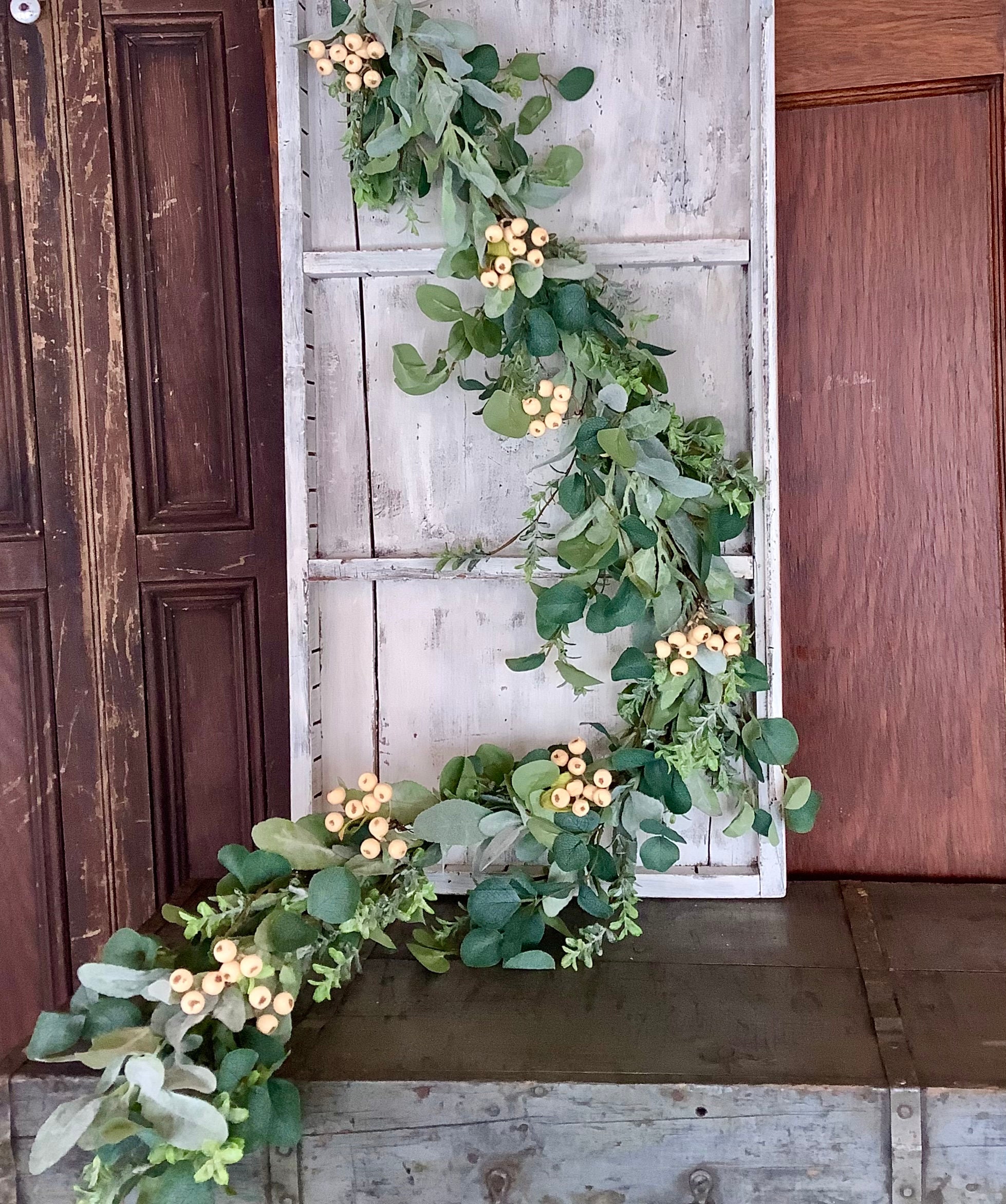 Lambs Ear and Eucalyptus Garland White Berry Garland Etsy