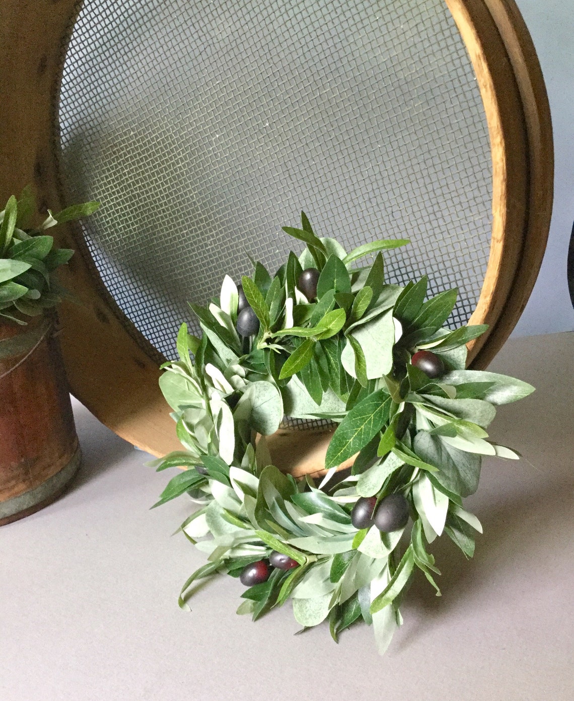 Olive Leaf Wreath Olive Wedding Wreath Farmhouse Olive Etsy