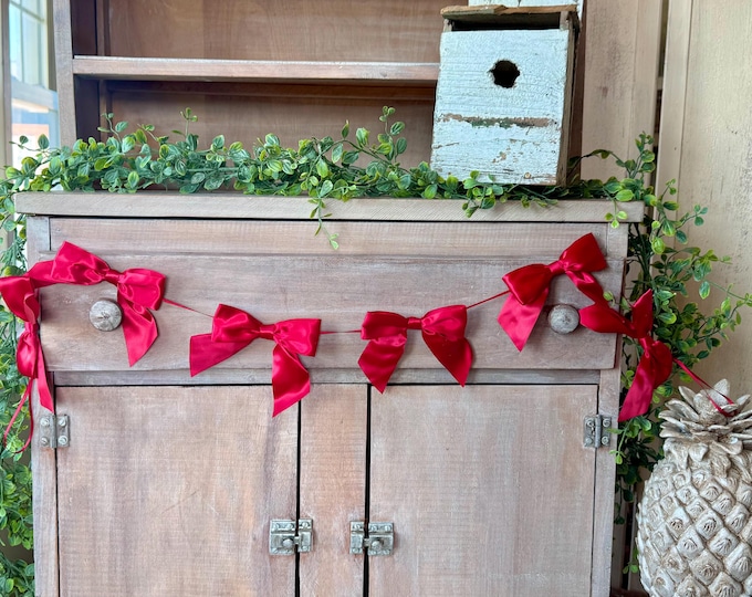 Bow Garland, Red Valentines Garland, Wedding Decor, Birthday Decorations, Nursery Garland, Mothers Day Decor, Easter Garland