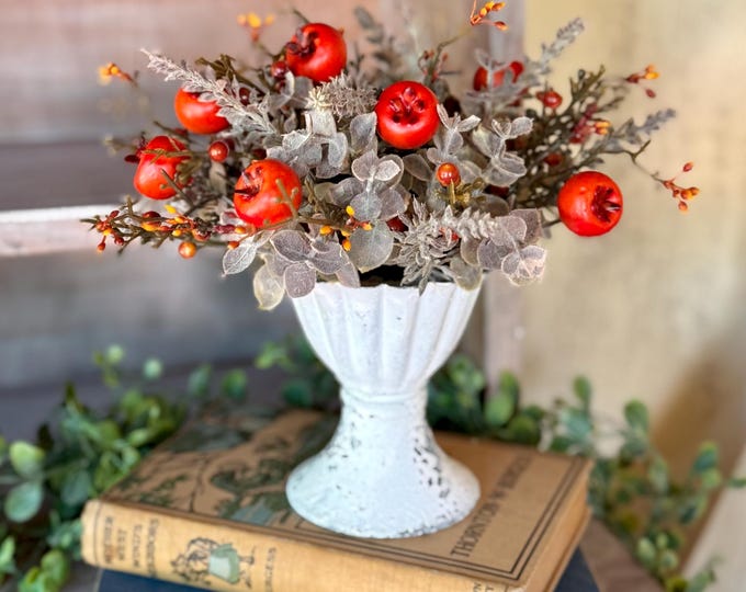 Fall Pumpkin Berry Arrangement, Fall Tabletop Decor, Fall Pumpkin Decor, Fall Pumpkin 1/2 Sphere, Fall Half Sphere