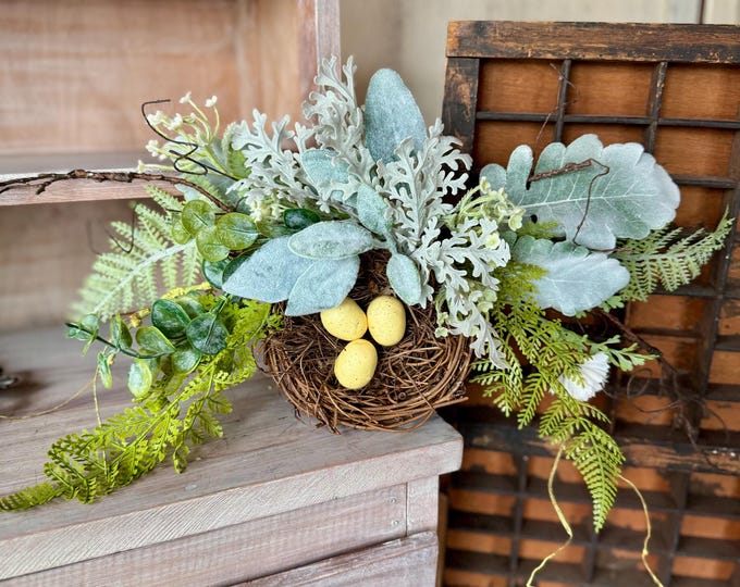 BEST SELLER Bird Nest Wreath, Mothers Day Gift, Spring Wreath, Front Door Decor, Summer Hanger, Egg Wildflower Swag, GIFT