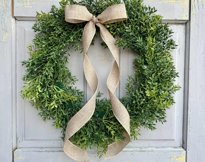 18” Boxwood Wreath, Artificial Boxwood Wreath, Spring Wreath, Door Wreath, Greenery Wreath