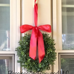Christmas Boxwood Window Wreath, Christmas Boxwood Wreath, Christmas Window Wreath, Christmas Boxwood Wreath image 2