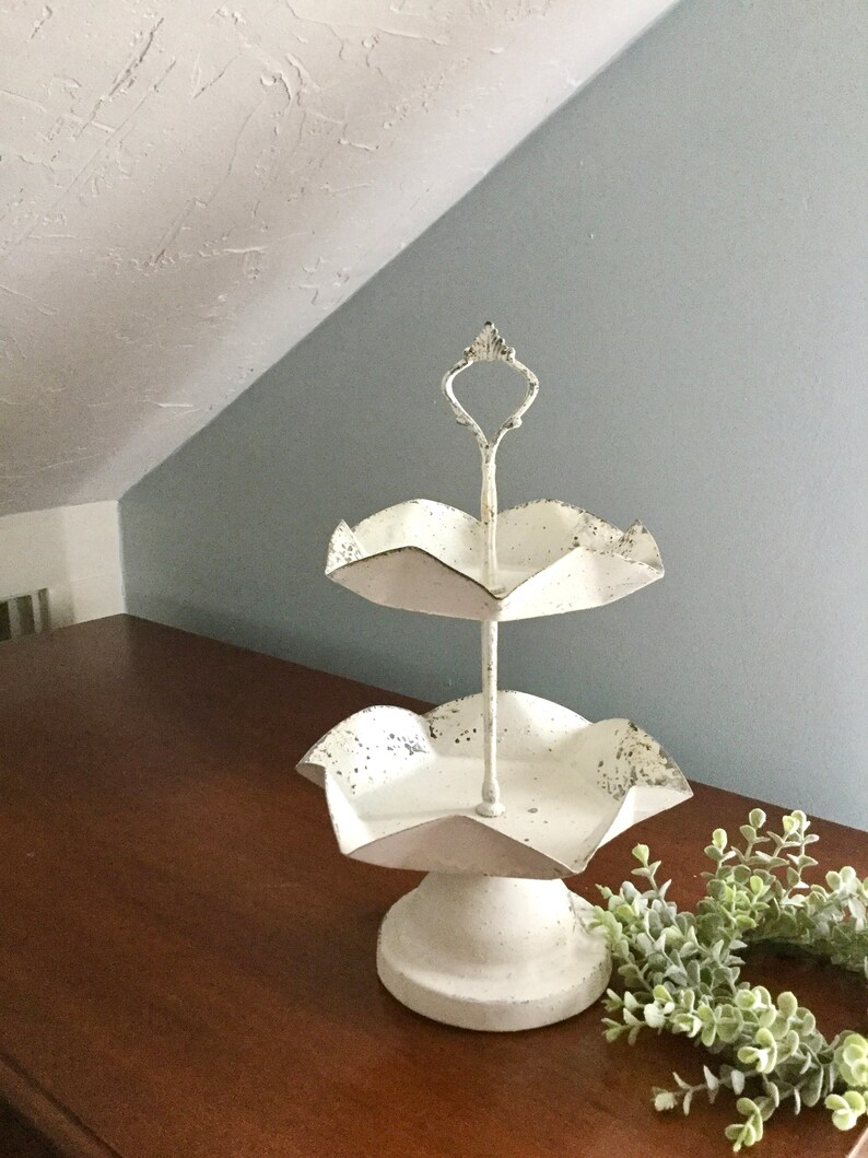 2 Tier Metal Stand Rae Dunn Style Tiered Stand White Metal Etsy
