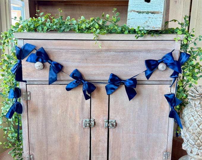 Bow Garland, Elegant Party Decor, Valentines Garland, Wedding Decor, Birthday Decorations, Nursery Garland, Mothers Day Decor