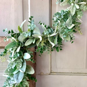 Lambs Ear Garland, Eucalyptus Garland for Mantle, Spring Garland, Summer Garland, Wedding Decor, Greenery Garland