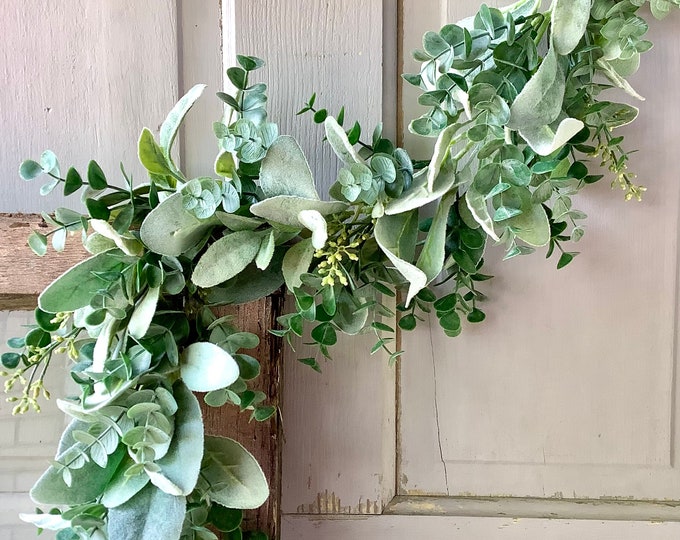 Lambs Ear Garland, Eucalyptus Garland for Mantle, Spring Garland