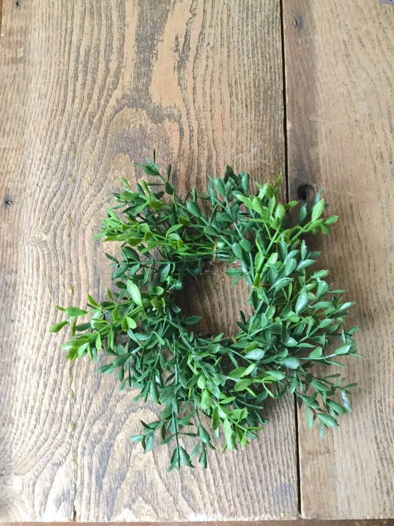2 Pc Boxwood Taper Candle Wreath Taper Candle Ring Wreath Etsy