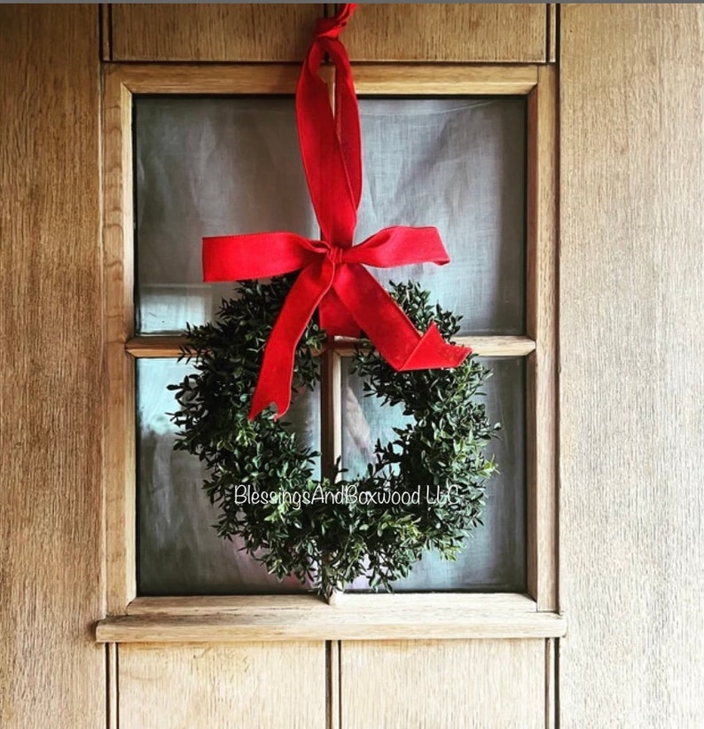 Christmas Boxwood Window Wreath, Christmas Boxwood Wreath, Christmas Window Wreath, Christmas Boxwood Wreath image 6