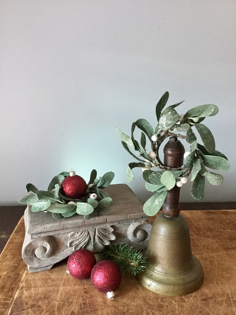 Set Christmas Taper Candle Wreath Berry Candle Ring Wreath Etsy