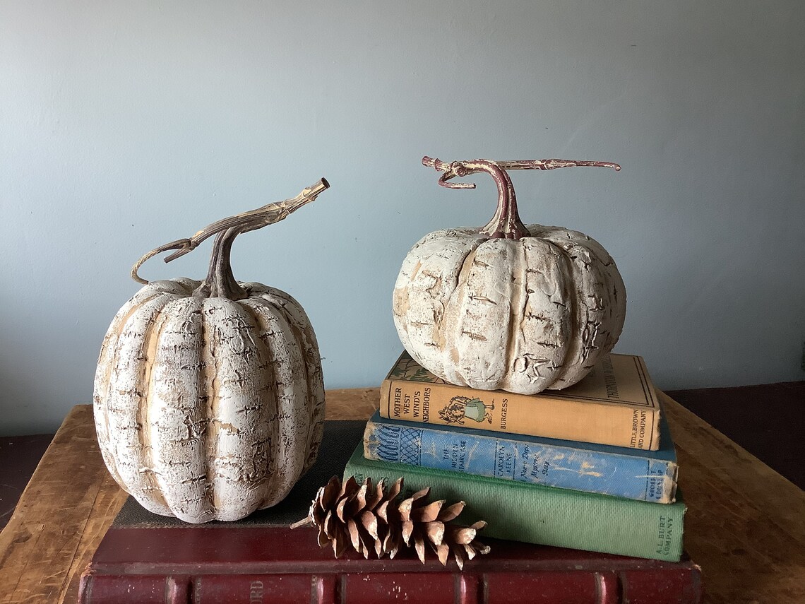 Birch Bark Pumpkin White Pumpkin Decor Birch Pumpkin Fall Etsy