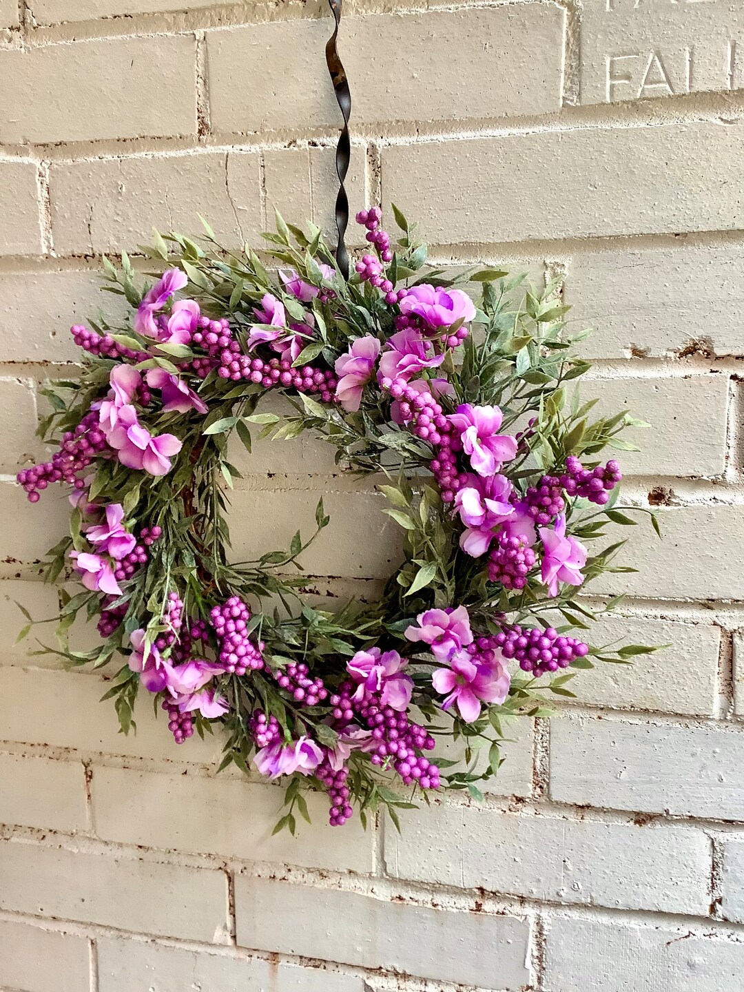 Summer Wreath, Spring Wreath, Candle Wreath Ring, Purple Floral Wreath, Wreath for Front Door Etsy
