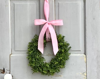 Pink Boxwood Wreath, Pink Boxwood Wedding Wreath, Boxwood Kitchen Cabinet Wreath, Mother's Day Wreath, Easter Decor