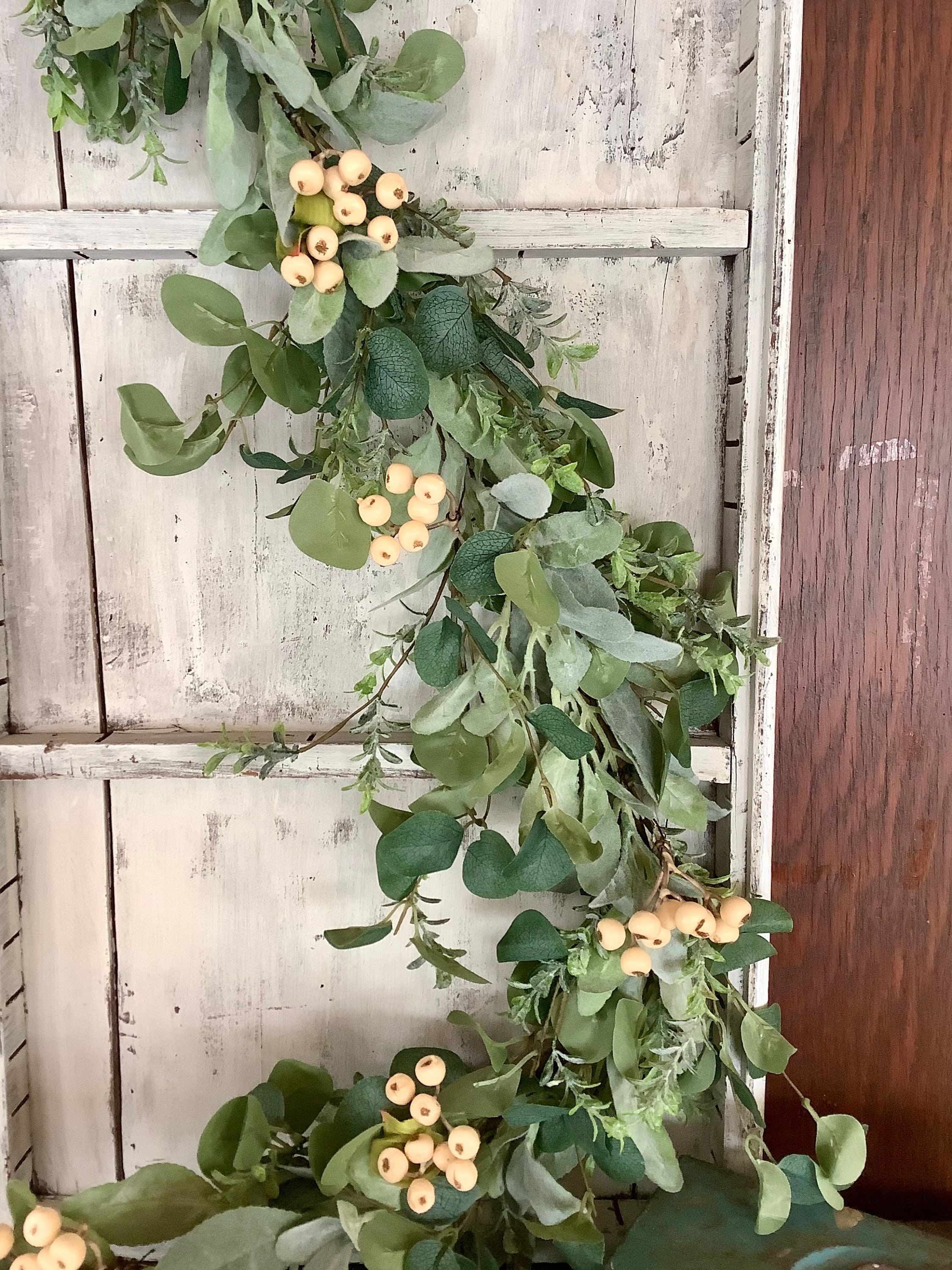 Lambs Ear and Eucalyptus Garland White Berry Garland Etsy