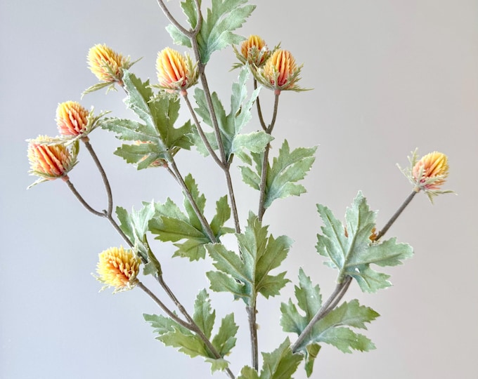 Artificial Thistle Stem, Dusty Peach Floral Accent, Vase Arrangement Supply