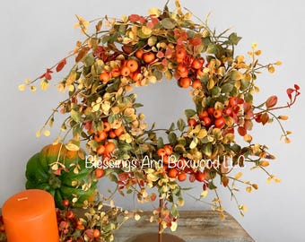 FALL Candle Wreath, Thanksgiving Table Accent, Harvest Decor, Modern Farmhouse Decor