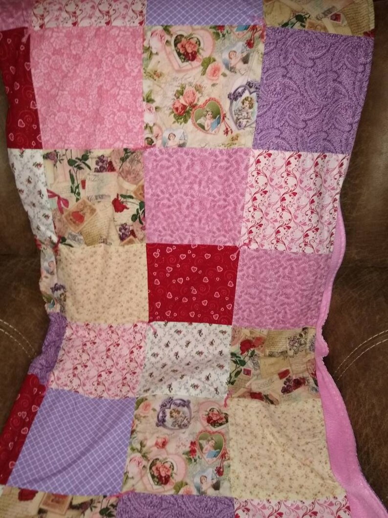 Valentine Patchwork Quilt Vintage Valentine Blanket Etsy
