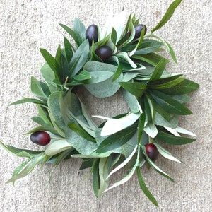 Olive Leaf Wreath, Olive Wedding Wreath, Farmhouse Olive Decor, Olive Candle Wreath, Olive Candle Ring, Olive Decor