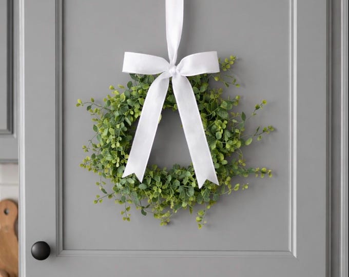 Everyday Greenery Wreath, Spring Greenery Decor, Mini Kitchen Cabinet Wreath, Mother's Day Wreath, Nursing Home Decor, Medium Bog