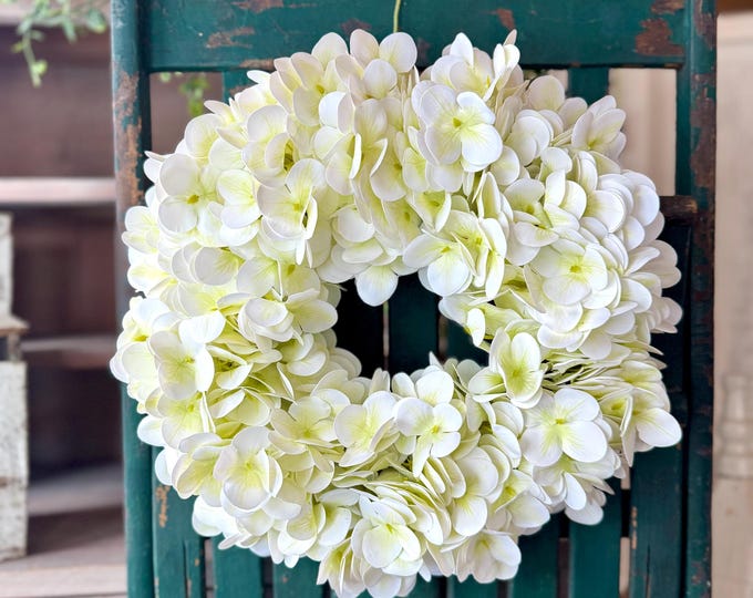 White Hydrangea Wreath, Easter Wreath, Mothers Day Wreath, Summer Wreath, Easter Wreath, White Wedding Wreath, Hydrangea Decor Wreath
