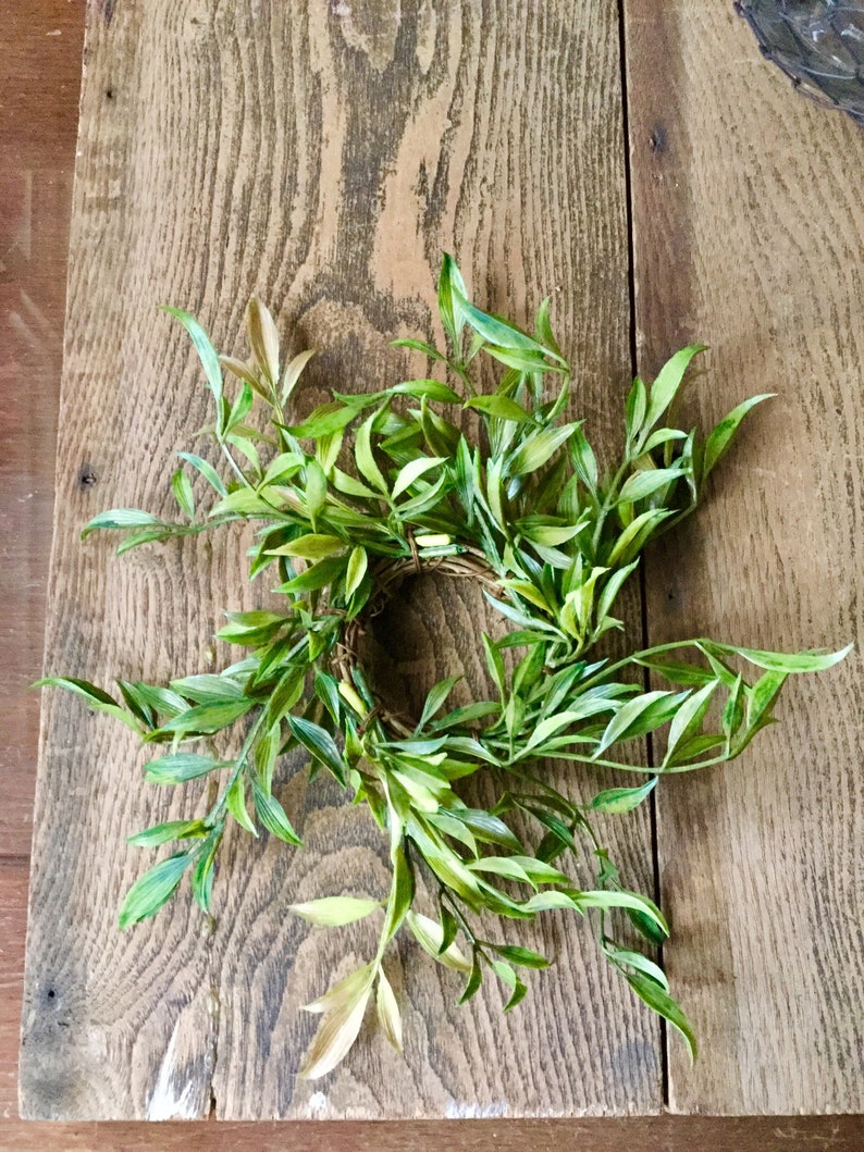 2 Pack Tiny Boxwood Taper Candle Wreath Mini Candle Ring Etsy